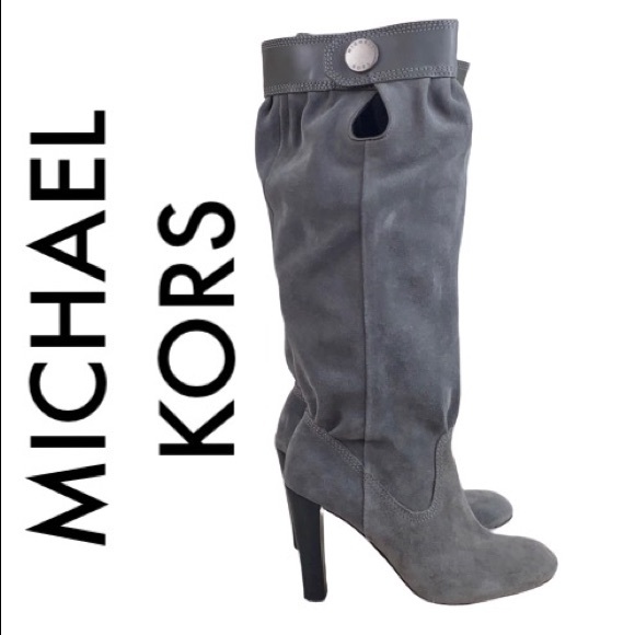Michael Kors Shoes - MICHAEL KORS GRAY SUEDE  HEELED BOOTS 5.5 M